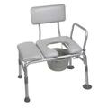 Fine-Line Combination Padded Seat Transfer Bench With Commode Opening- Gray FI63176